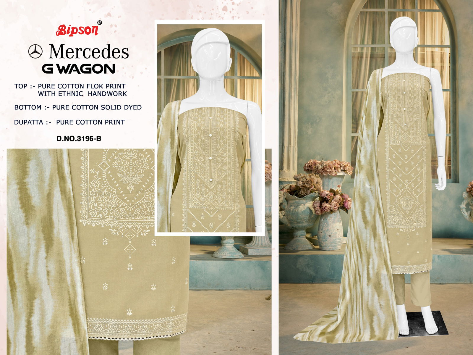Mercedes G Wagon 3196 By Bipson Pure Cotton Dress Material Exporters In India